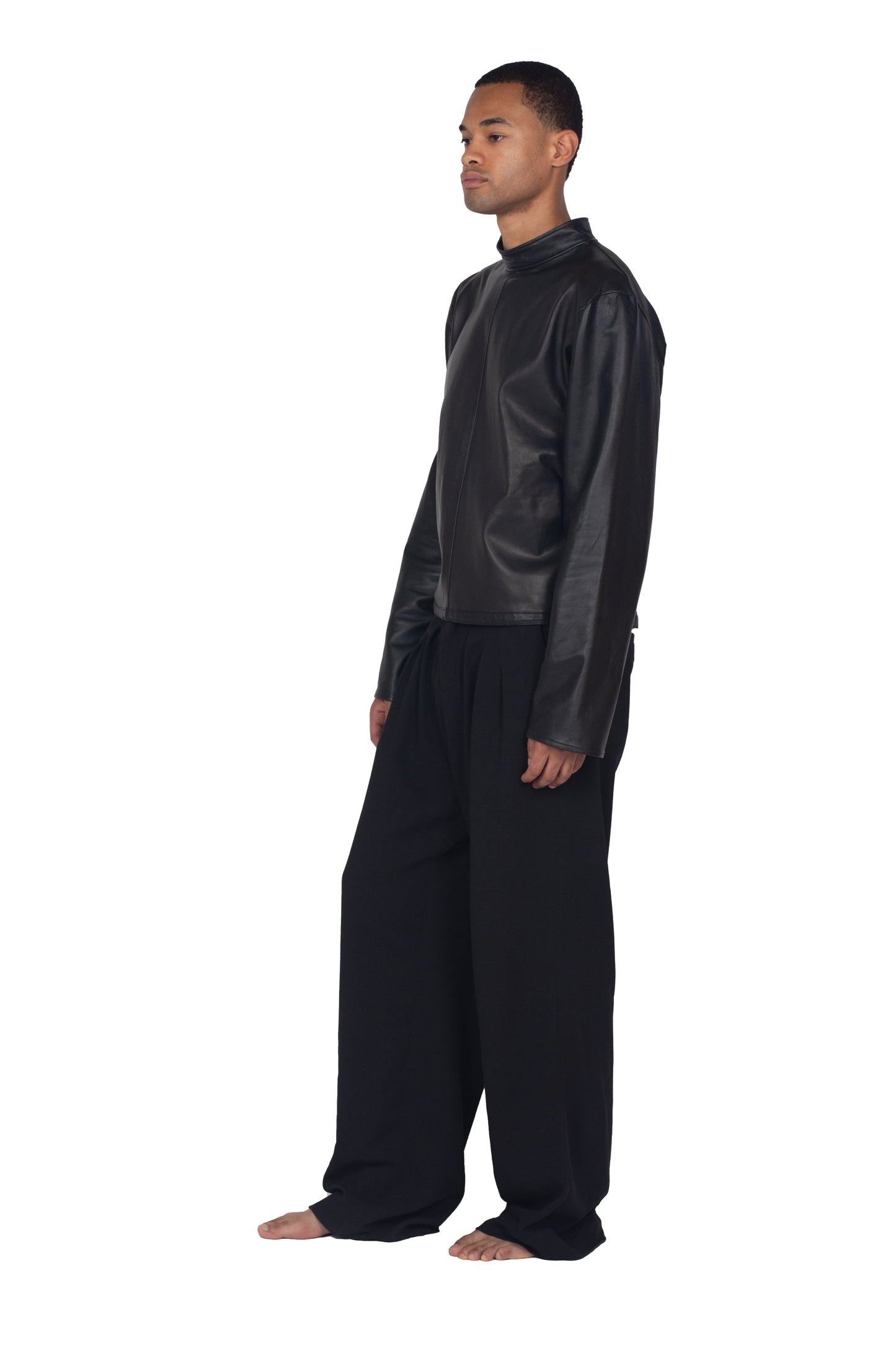 Back Zip Leather Top