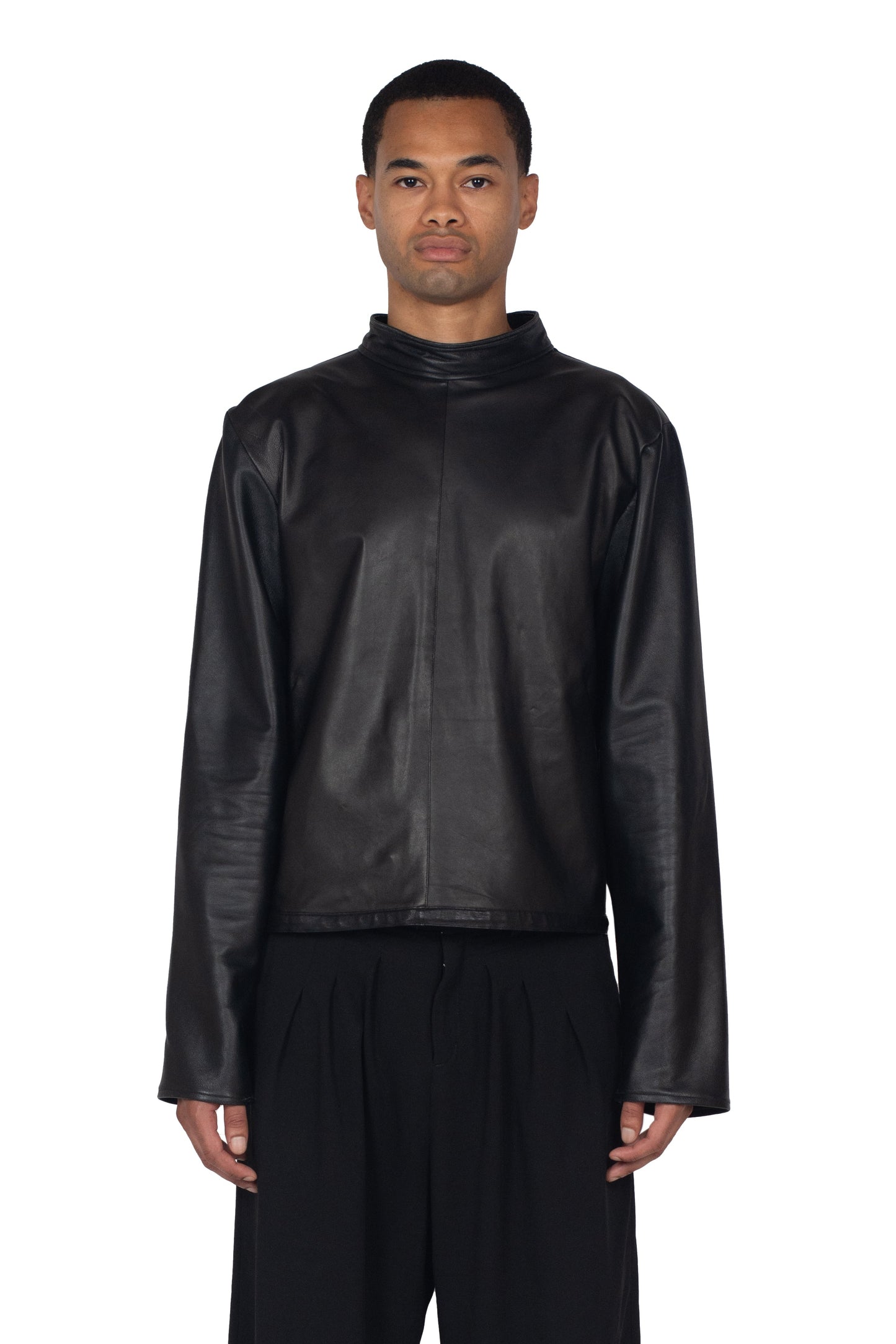 Back Zip Leather Top