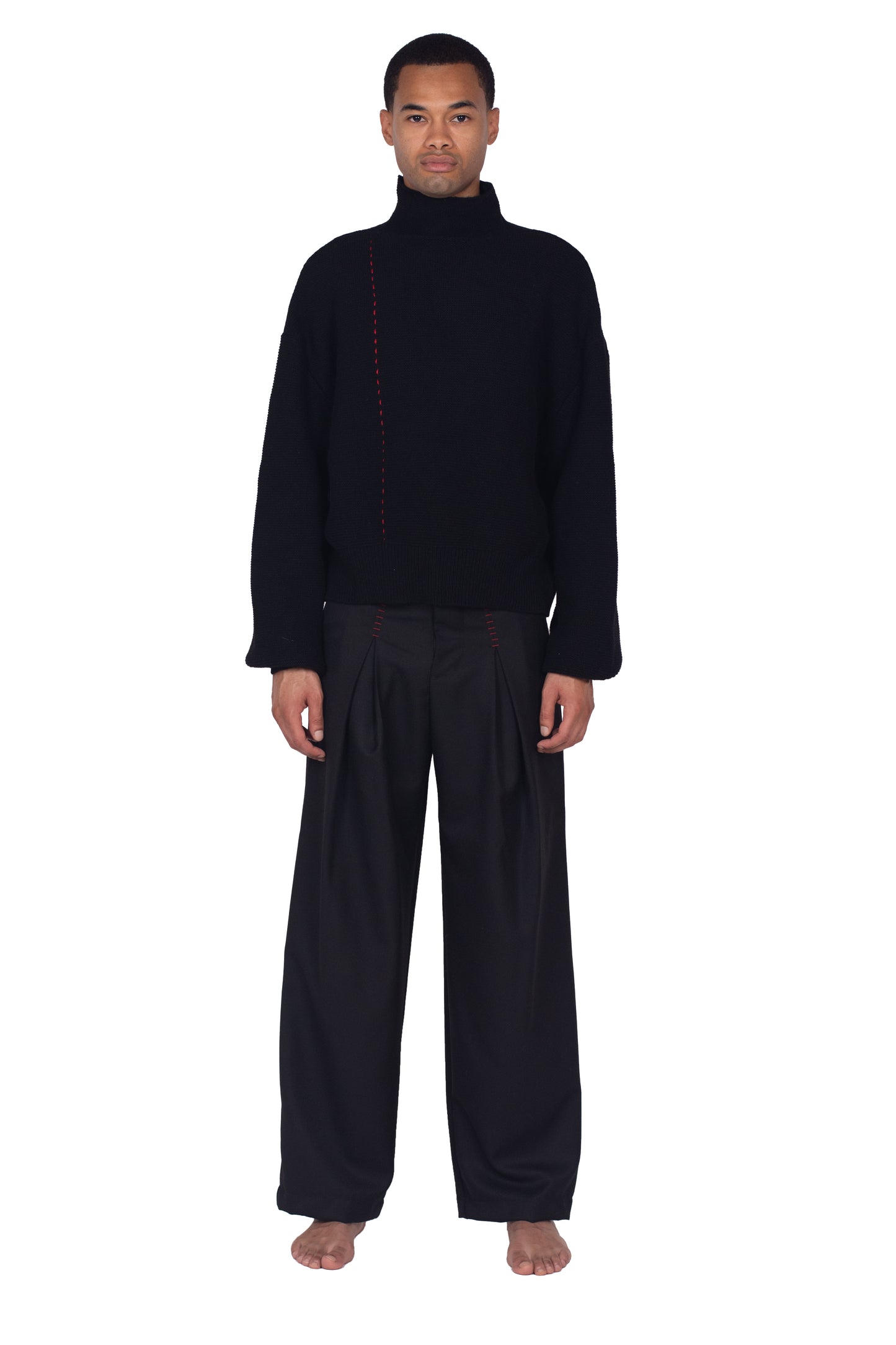 Big Pleat Topstitched Pant