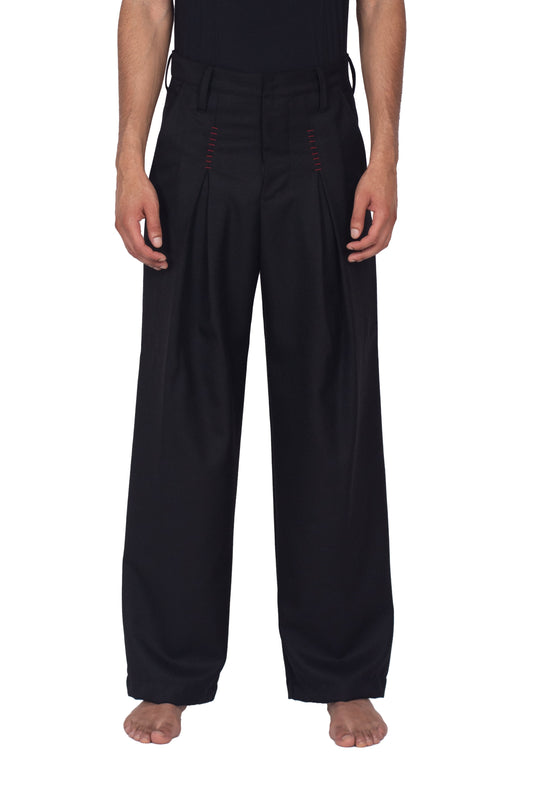 Big Pleat Topstitched Pant